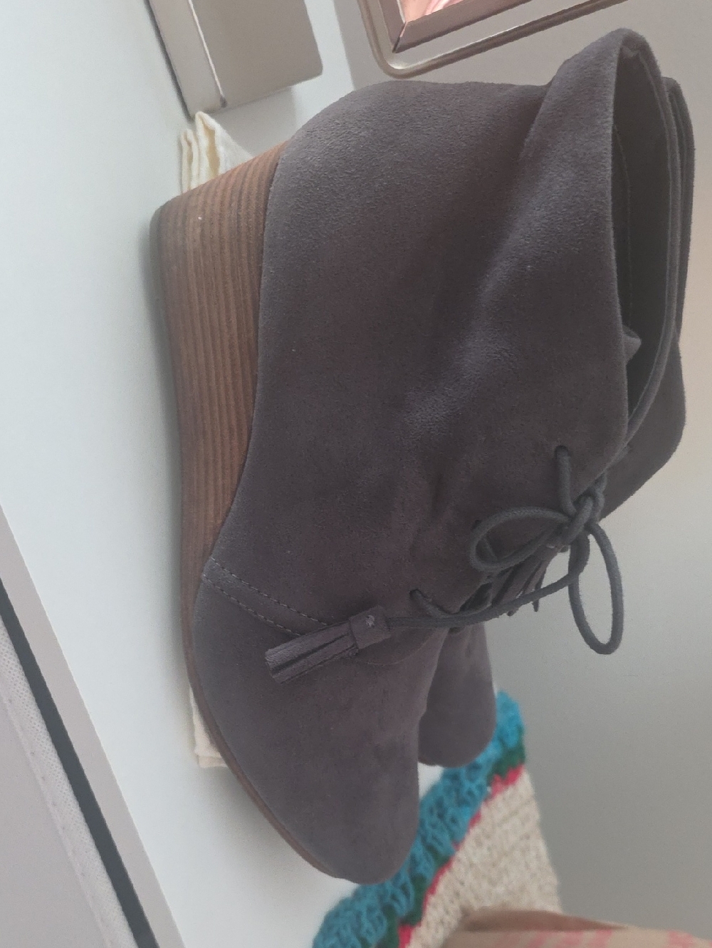 Dr. Scholl's Charcoal Suede Wedge Ankle Boots